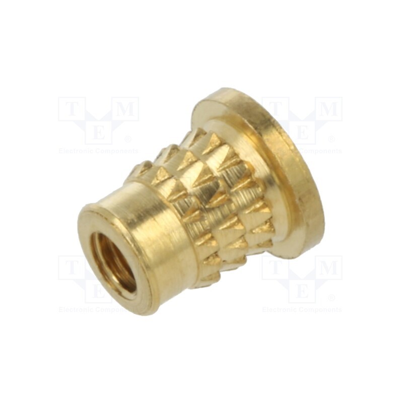 100 pcs x TAPPEX - 071M2.5 - Threaded insert, brass, M2,5, BN 37901, L: 5.2mm, MULTISERT®