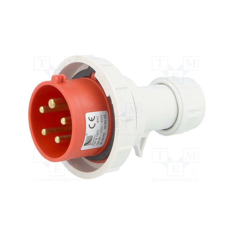 1 pcs x PAWBOL - B.1903 - Connector: AC supply 3-phase, plug, male, 16A, 400VAC, IEC 60309