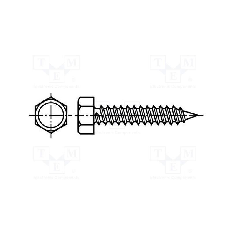 100 pcs x BOSSARD - 1472739 - Screw, 4.8x19, Head: hexagonal, none, 8mm, hardened steel, zinc