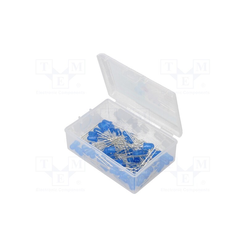 1 set x OPTOSUPPLY - OKLEDT5050B5W - Kit: LED, THT, 5mm, 50pcs, blue, 3÷15V, plastic box, 7.5mA, 50°