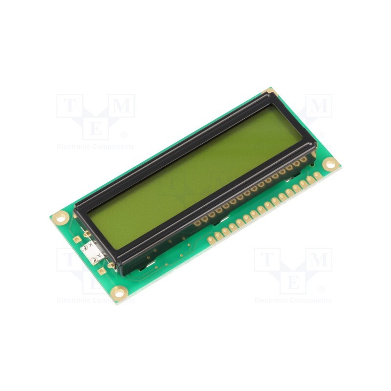 1 pcs x RAYSTAR OPTRONICS - RC1601A-YHY-JSX - Display: LCD, alphanumeric, STN Positive, 16x1, yellow-green, LED