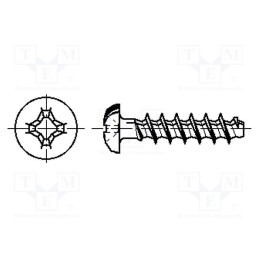 100 pcs x BOSSARD - 2000482 - Screw, for plastic, 4x10, Head: button, Phillips, PH2, steel, zinc
