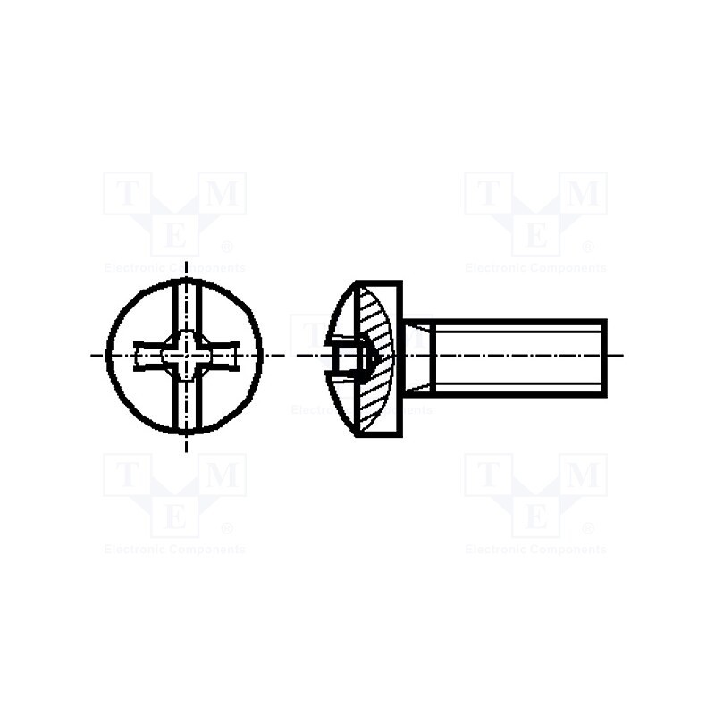 100 pcs x BOSSARD - 1219596 - Screw, M2.5x10, 0.45, Head: button, Phillips,slotted, 0,6mm,PH1