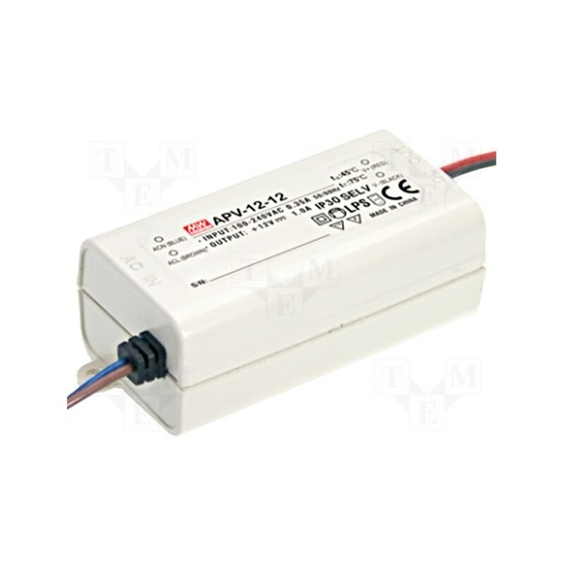 1 pcs x MEAN WELL - APV-12-5 - Power supply: switched-mode, LED, 10W, 5VDC, 2A, 90÷264VAC, IP42