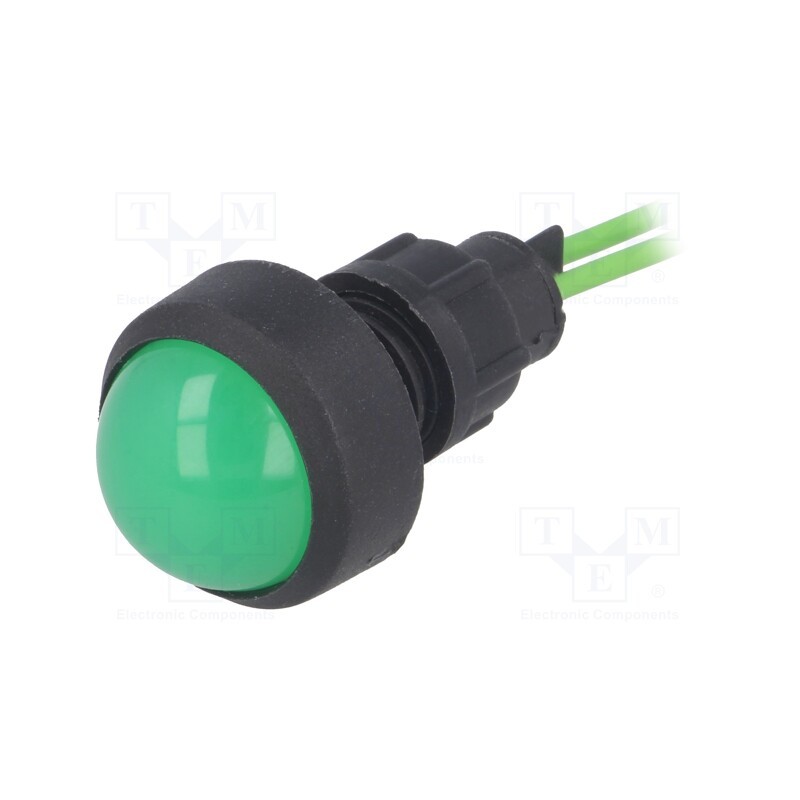1 pcs x ELPROD - LKD220-G - Indicator: LED, prominent, green, 230VAC, Ø13mm, IP20, leads 300mm