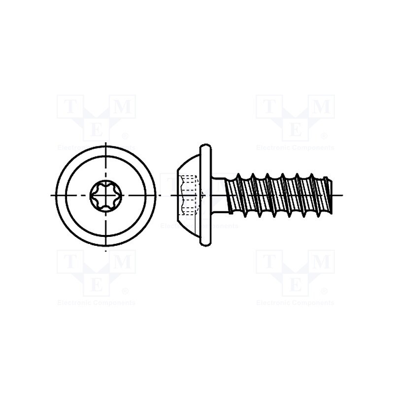100 pcs x BOSSARD - 3184839 - Screw, for plastic, 4x25, Head: button, Torx® PLUS, 20IP, steel