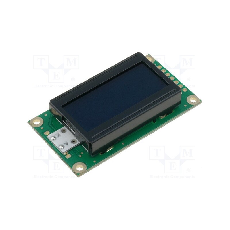 1 pcs x RAYSTAR OPTRONICS - RC0802A-TIY-ESV - Display: LCD, alphanumeric, FSTN Negative, 8x2, black, LED, PIN: 14