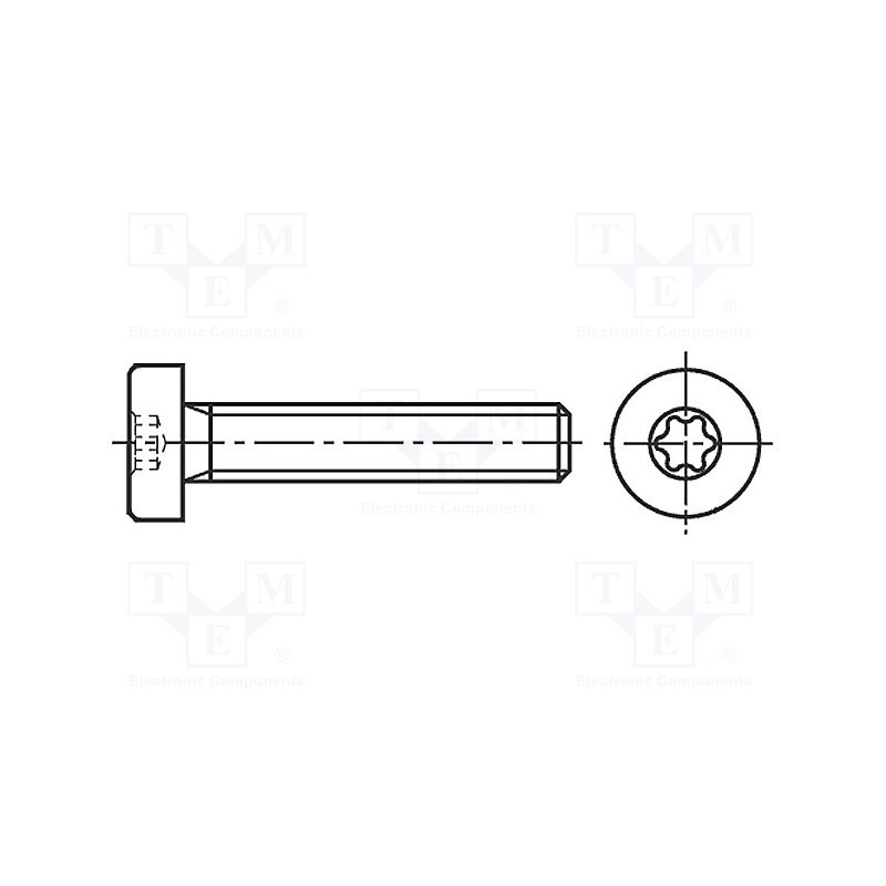 100 pcs x BOSSARD - 3108701 - Screw, M2.5x5, 0.45, Head: cheese head, Torx®, TX08, ISO 14580