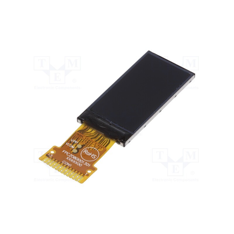 1 pcs x RAYSTAR OPTRONICS - RFA300960A-AYW-DNN - Display: TFT, 0.96', 80x160, Illumin: LED, Dim: 13.5x27.95x1.54mm