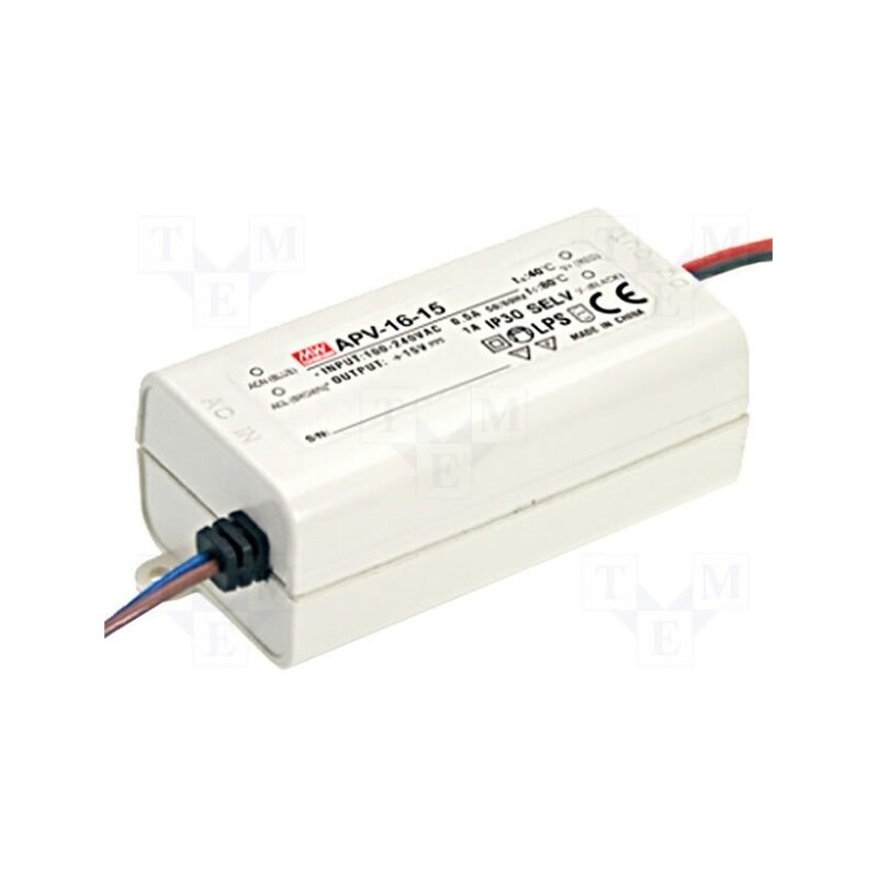 1 pcs x MEAN WELL - APV-16-24 - Power supply: switched-mode, LED, 16W, 24VDC, 0.67A, 90÷264VAC