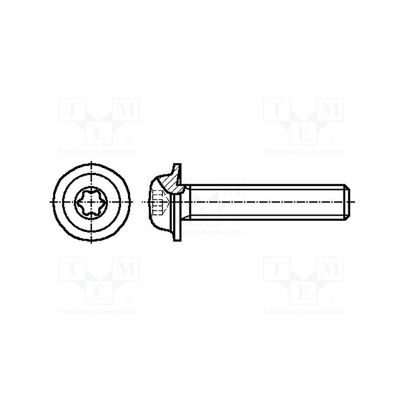 100 pcs x BOSSARD - 3059633 - Screw, with flange, M2.5x8, 0.45, Head: button, Torx®, TX08, steel