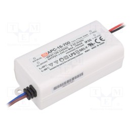 1 pcs x MEAN WELL - APC-16-700 - Power supply: switched-mode, LED, 16.8W, 9÷24VDC, 700mA, 90÷264VAC