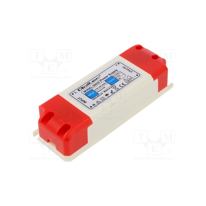 1 pcs x QOLTEC - 50932 - Power supply: switched-mode, LED, 24W, 12VDC, 2A, 220÷240VAC, IP20