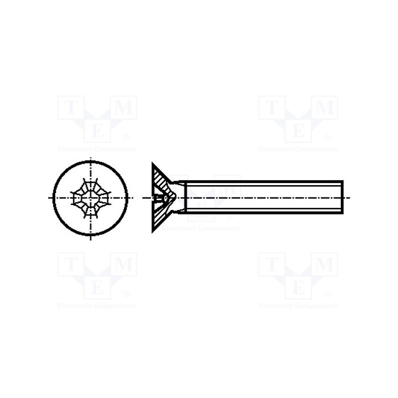 100 pcs x BOSSARD - 1250779 - Screw, M3x16, 0.5, Head: countersunk, Phillips, PH1, DIN 965A
