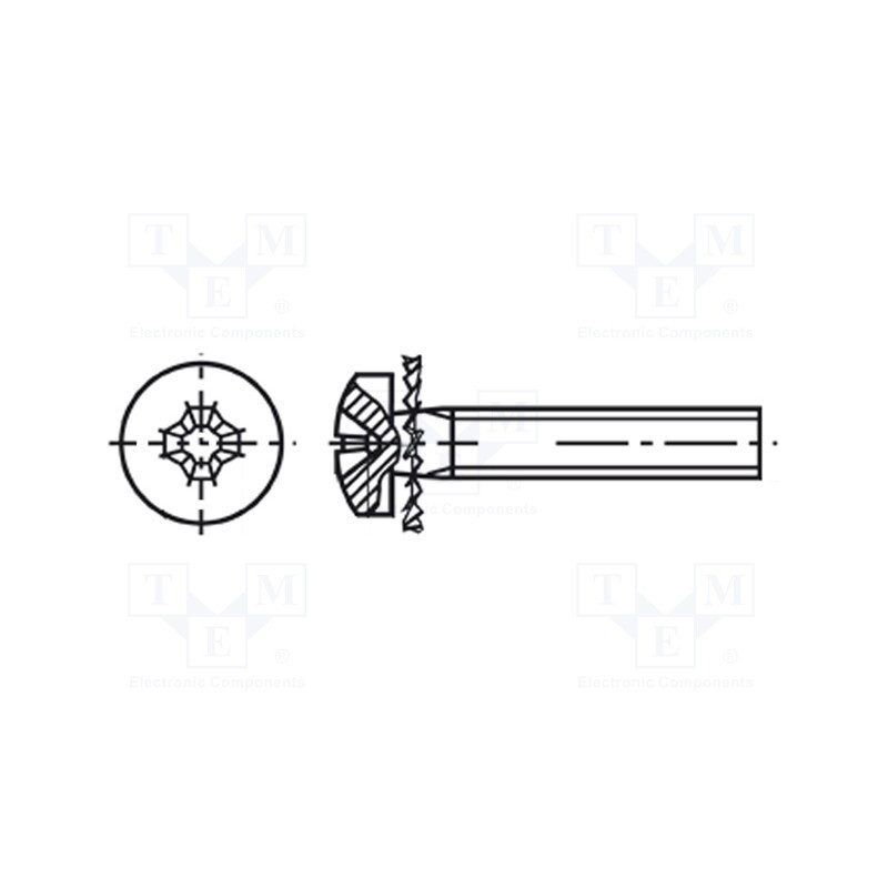 100 pcs x BOSSARD - 3092003 - Screw, M3x6, 0.5, Head: cheese head, Phillips, PH1, steel, zinc
