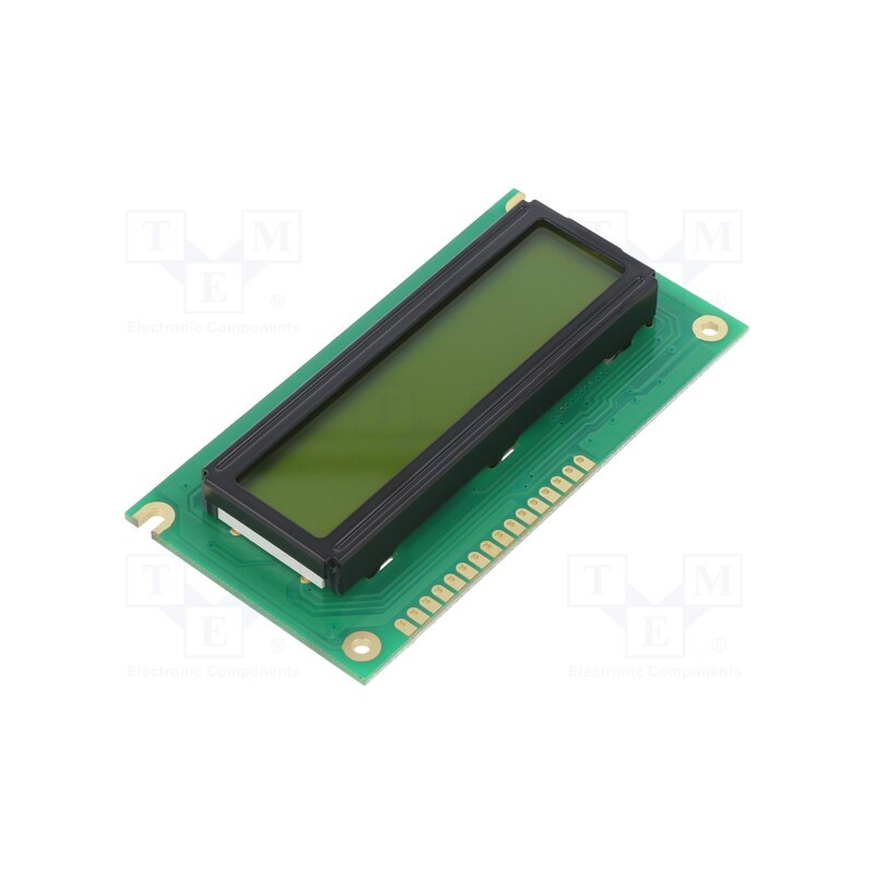 1 pcs x RAYSTAR OPTRONICS - RC1602A-YHY-CSX - Display: LCD, alphanumeric, STN Positive, 16x2, yellow-green, LED