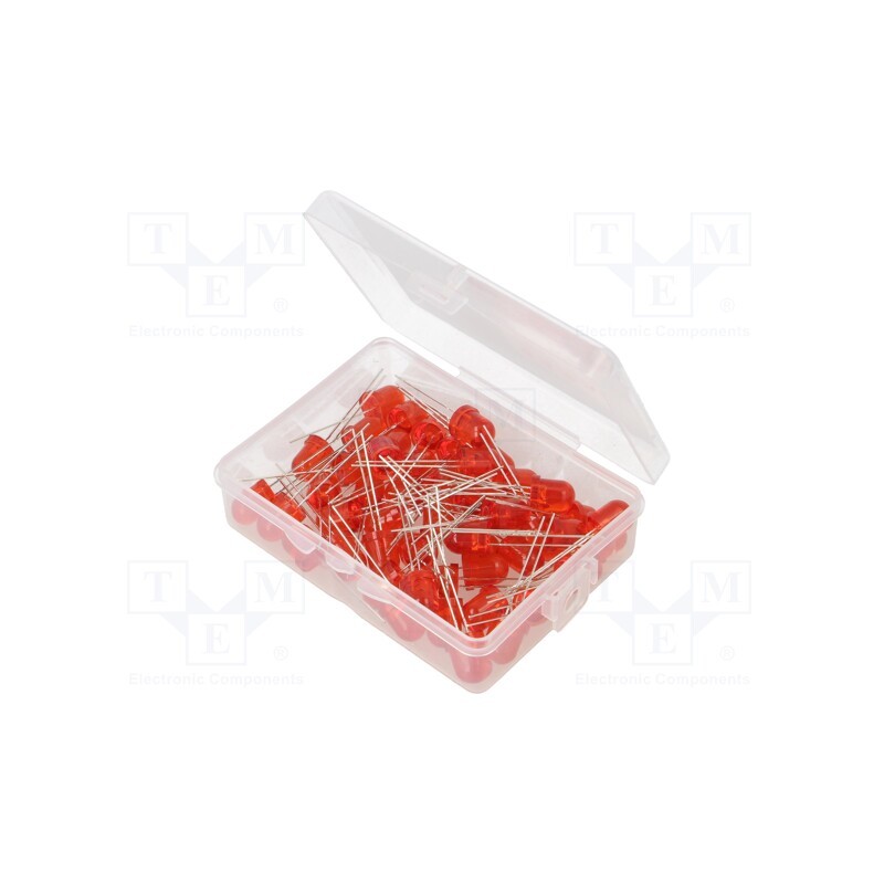 1 set x OPTOSUPPLY - OKLEDT8050R5V - Kit: LED, THT, 8mm, 50pcs, red, 3÷15V, plastic box, 8mA, 30°, 4200mcd