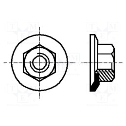 100 pcs x BOSSARD - 1248456 - Nut, with flange, hexagonal, M6, steel, Plating: zinc, 10mm, BN 712