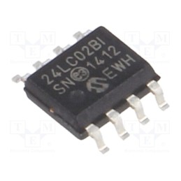 3 pcs x MICROCHIP TECHNOLOGY - 24LC02BT-I/SN - IC: EEPROM memory, 2kbEEPROM, I2C, 256x8bit, 2.5÷5.5V, 400kHz, SO8