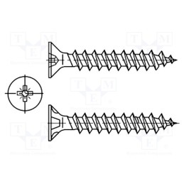 100 pcs x BOSSARD - 1224174 - Screw, for chipboard, 4x50, Head: countersunk, Pozidriv, PZ2, steel