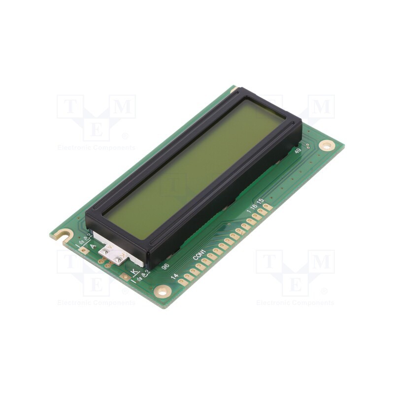 1 pcs x POWERTIP - NPC1602LRU-FWT-H - Display: LCD, alphanumeric, STN Positive, 16x2, 84x44x12.7mm, LED