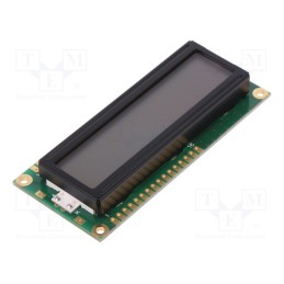1 pcs x POWERTIP - NPC1602LRS-GWT-H - Display: LCD, alphanumeric, STN Positive, 16x2, 80x36x12.7mm, LED
