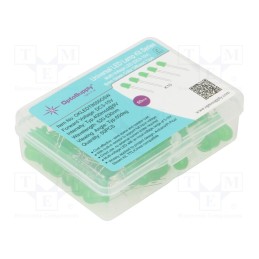 1 set x OPTOSUPPLY - OKLEDT8050G5W - Kit: LED, THT, 8mm, 50pcs, green, 3÷15V, plastic box, 7.5mA, 60°