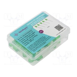 1 set x OPTOSUPPLY - OKLEDT8050G5V - Kit: LED, THT, 8mm, 50pcs, green, 3÷15V, plastic box, 7.5mA, 30°