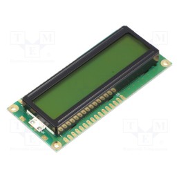 1 pcs x POWERTIP - NPC1602LRU-GWB-H - Display: LCD, alphanumeric, STN Positive, 16x2, 80x36x12.7mm, LED