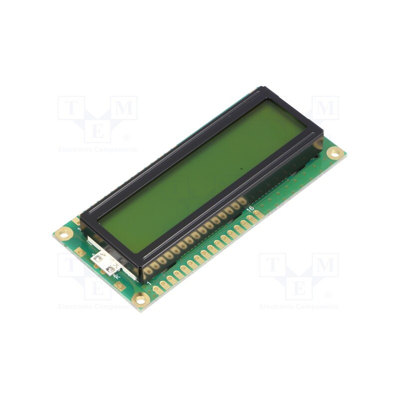 1 pcs x POWERTIP - NPC1602LRU-GWB-H - Display: LCD, alphanumeric, STN Positive, 16x2, 80x36x12.7mm, LED