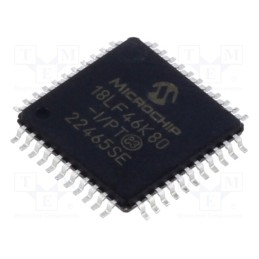 1 pcs x MICROCHIP TECHNOLOGY - PIC18LF46K80-I/PT - IC: PIC microcontroller, 64MHz, 1.8÷3.6VDC, SMD, TQFP44, PIC18