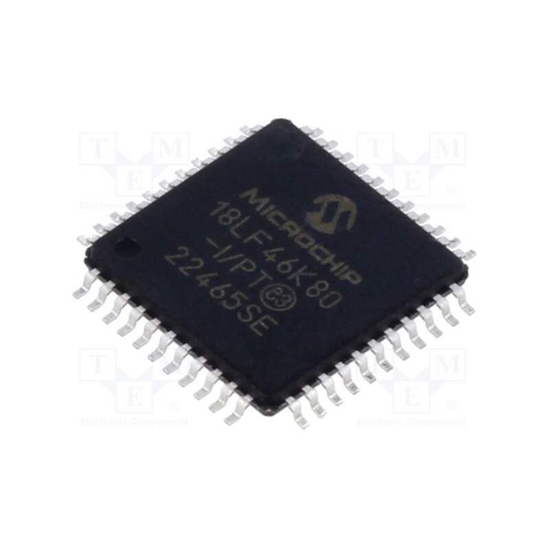1 pcs x MICROCHIP TECHNOLOGY - PIC18LF46K80-I/PT - IC: PIC microcontroller, 64MHz, 1.8÷3.6VDC, SMD, TQFP44, PIC18