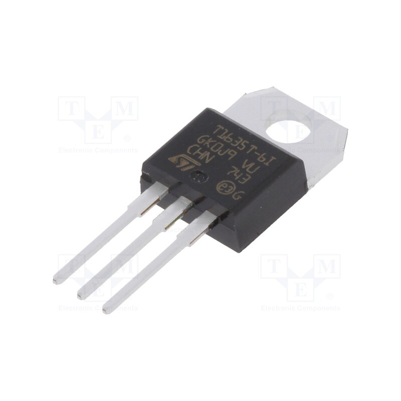 1 pcs x STMicroelectronics - T1635T-6I - Triac, 600V, 16A, TO220ABIns, Igt: 35mA, Snubberless™