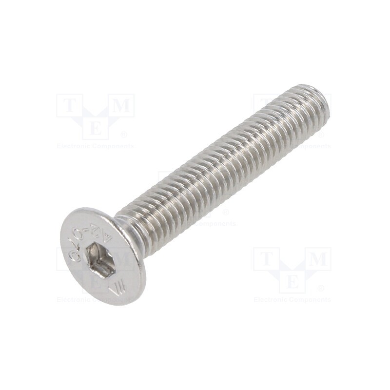 100 pcs x KRAFTBERG - K5X30-ISO10642-A2 - Screw, M5x30, 0.8, Head: countersunk, hex key, HEX 3mm, DIN 7991