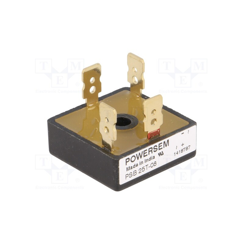 1 pcs x POWERSEM - PSB 25T/08 - Bridge rectifier: single-phase, Urmax: 800V, If: 21A, Ifsm: 360A