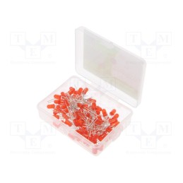 1 set x OPTOSUPPLY - OKLEDT5100R6 - Kit: LED, THT, 5mm, 100pcs, red, 1.8÷2.4V, plastic box, 20mA, 30°