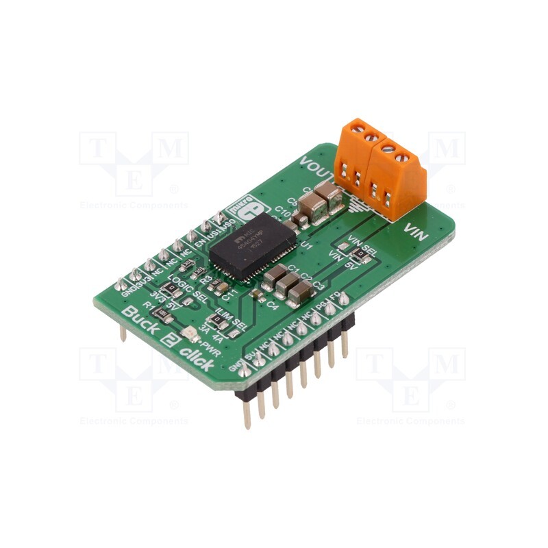 1 pcs x MIKROE - BUCK 2 CLICK - Click board, DC/DC converter, GPIO, MIC45404, prototype board