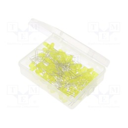 1 set x OPTOSUPPLY - OKLEDT5100Y5 - Kit: LED, THT, 5mm, 100pcs, yellow, 1.8÷2.4V, plastic box, 20mA, 30°