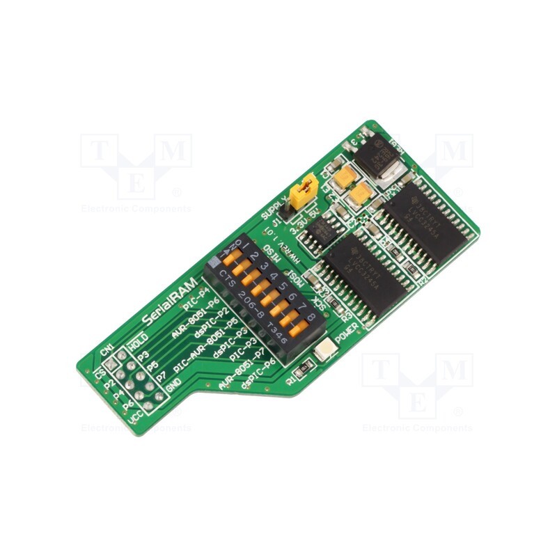 1 pcs x MIKROE - SERIAL RAM BOARD - Expansion board, IDC10, Interface: SPI, 8kBSRAM, prototype board