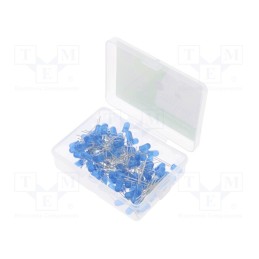 1 set x OPTOSUPPLY - OKLEDT5100B5 - Kit: LED, THT, 5mm, 100pcs, blue, 2.7÷3.4V, plastic box, 20mA, 30°