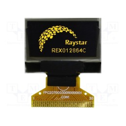 1 pcs x RAYSTAR OPTRONICS - REX012864CYAP3N00000 - Display: OLED, graphical, 128x64, Dim: 26.7x19.26x1.41mm, yellow