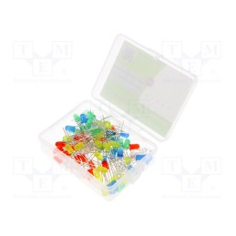 1 set x OPTOSUPPLY - OKLEDT51005A - Kit: LED, THT, 5mm, 100pcs, white warm,red,blue,green,yellow, 20mA