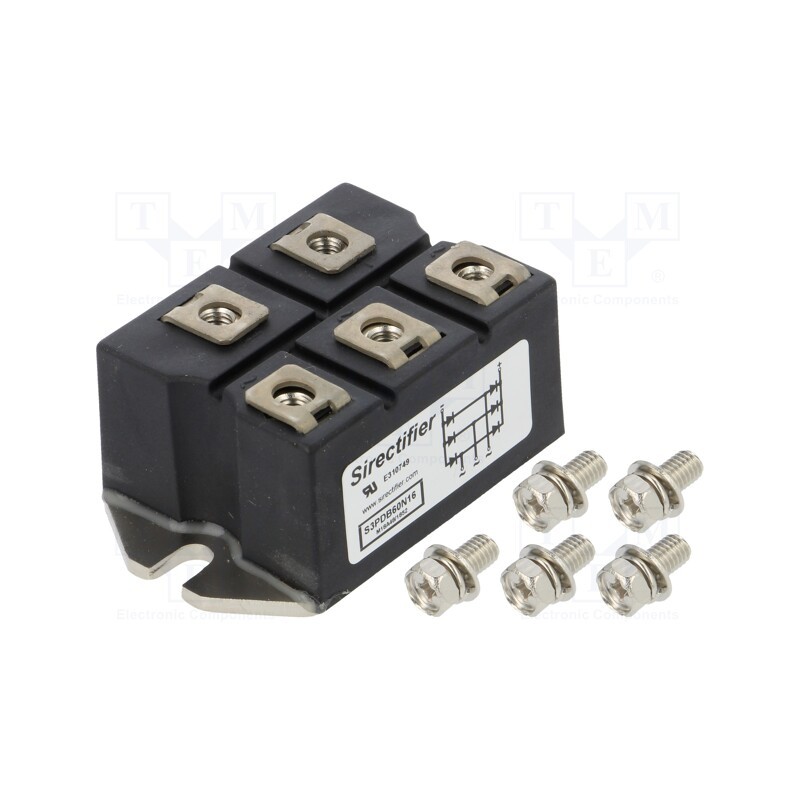 1 pcs x SIRECTIFIER - S3PDB60N16 - Bridge rectifier: three-phase, Urmax: 1.6kV, If: 60A, Ifsm: 550A