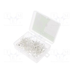 1 set x OPTOSUPPLY - OKLEDT5100M3 - Kit: LED, THT, 5mm, 100pcs, white warm, 2.7÷3.4V, plastic box, 20mA