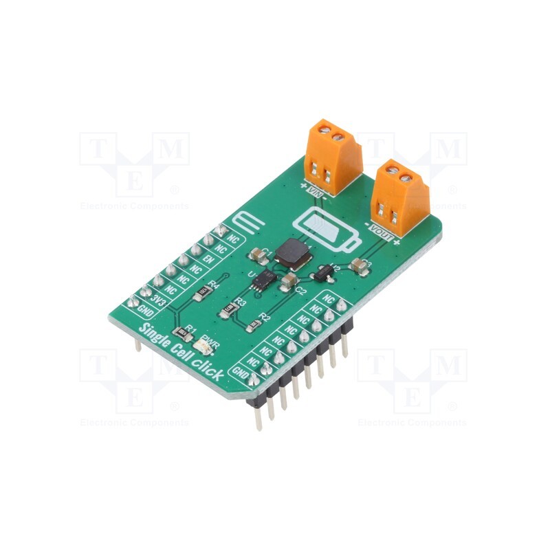 1 pcs x MIKROE - SINGLE CELL CLICK - Click board, battery manager, GPIO, MCP16251,MCP1811A, 3.3VDC