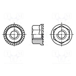 100 pcs x BOSSARD - 5401001 - Nut, with flange, hexagonal, M8, 1.25, steel, Plating: zinc, H: 8mm
