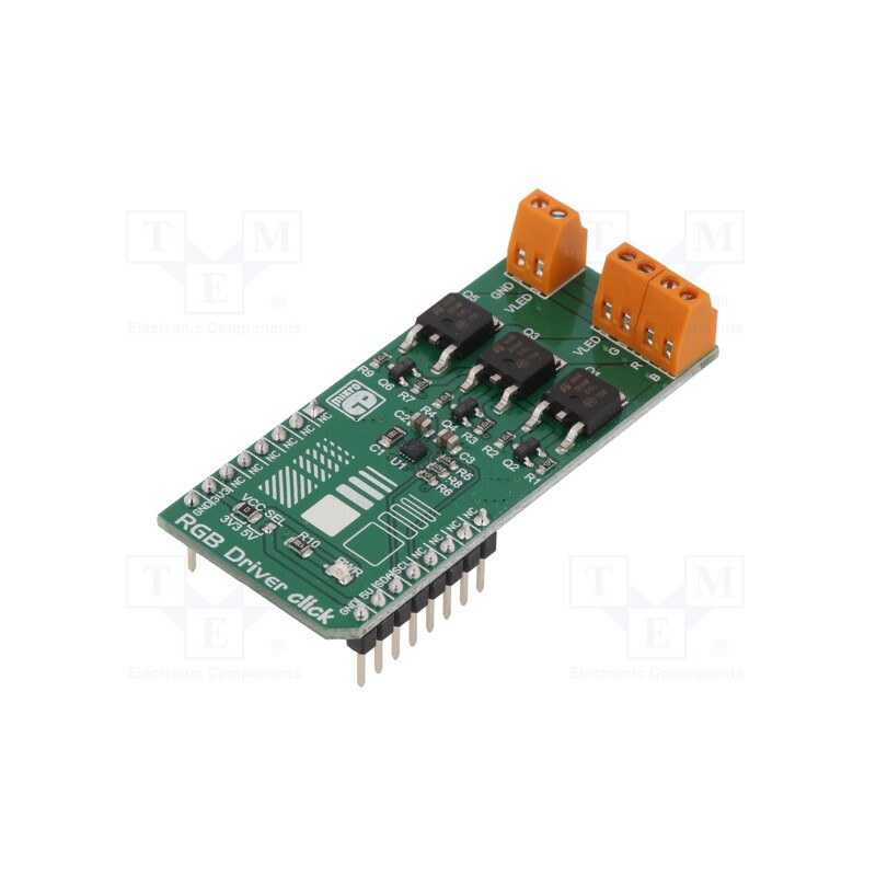 1 pcs x MIKROE - RGB DRIVER CLICK - Click board, RGB LED strip driver, I2C, NCP5623B, 3.3VDC,5VDC
