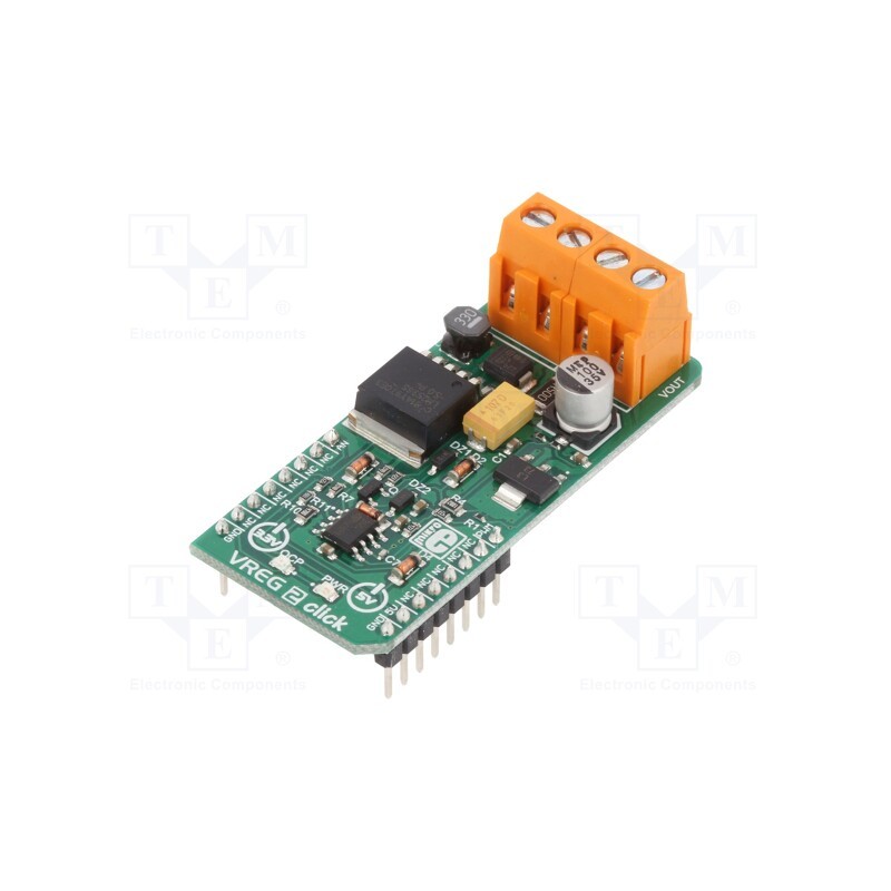 1 pcs x MIKROE - VREG 2 CLICK - Click board, voltage regulator, analog,PWM, LM2596, 3.3VDC,5VDC