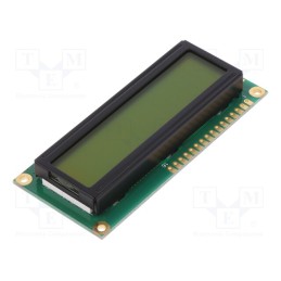 1 pcs x POWERTIP - NPC1602LRU-GWT-H - Display: LCD, alphanumeric, STN Positive, 16x2, 80x36x12.7mm, LED