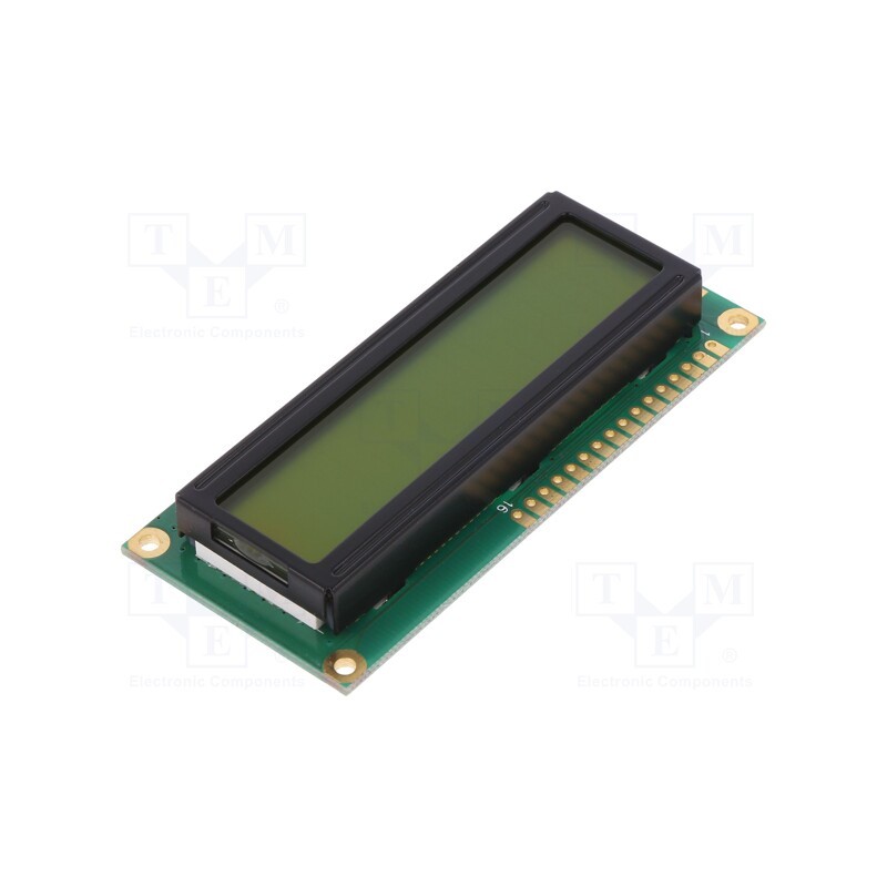 1 pcs x POWERTIP - NPC1602LRU-GWT-H - Display: LCD, alphanumeric, STN Positive, 16x2, 80x36x12.7mm, LED